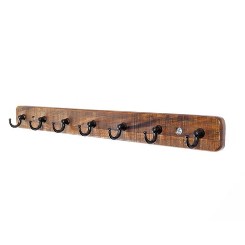 Adoored 7 Hook Rustic Board Key Rack 385mm - Black