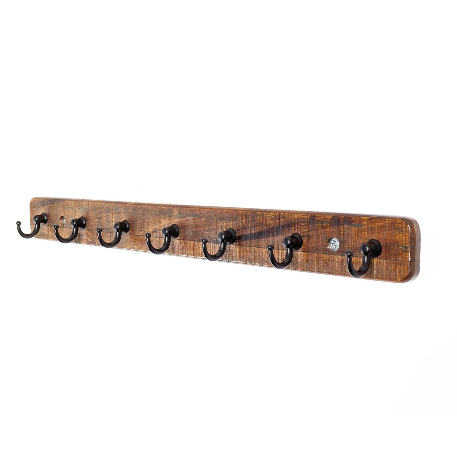 Adoored 7 Hook Rustic Board Key Rack 385mm - Black