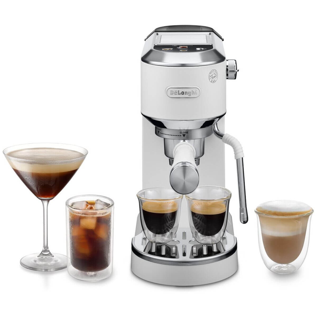 DeLonghi Dedica Duo Cold Brew Coffee Machine - 15 Bar Pump, Slim Full Metal Design, White - EC890WI
