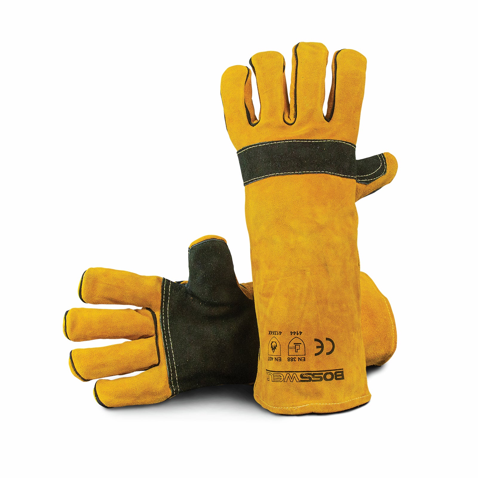 Bossweld 16 Inch Yellow Kevlar Stitched Welding Gloves Heat Resistant