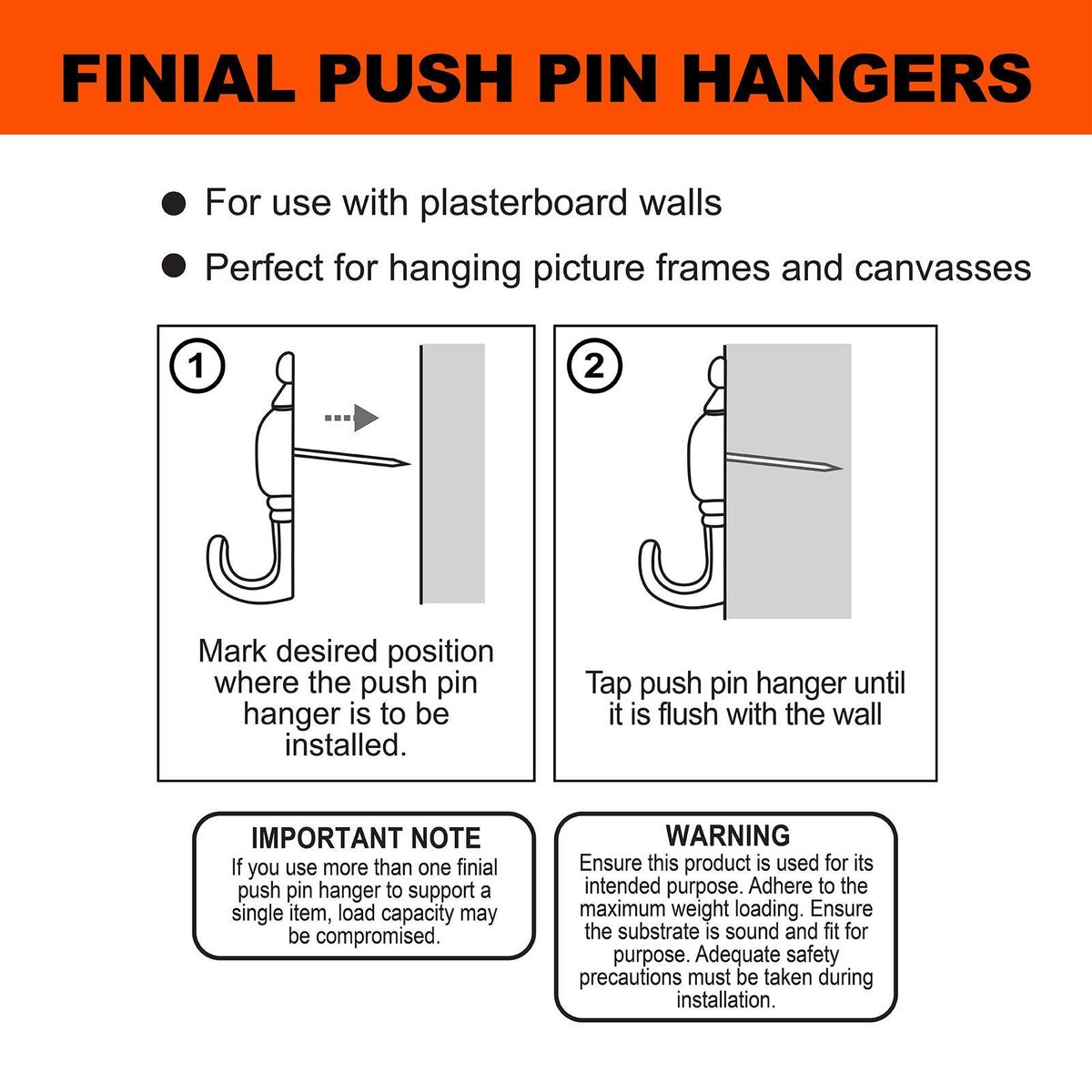 Everhang Brass Plated Zinc Alloy Picture Hanging Push Pin - 3 Pack