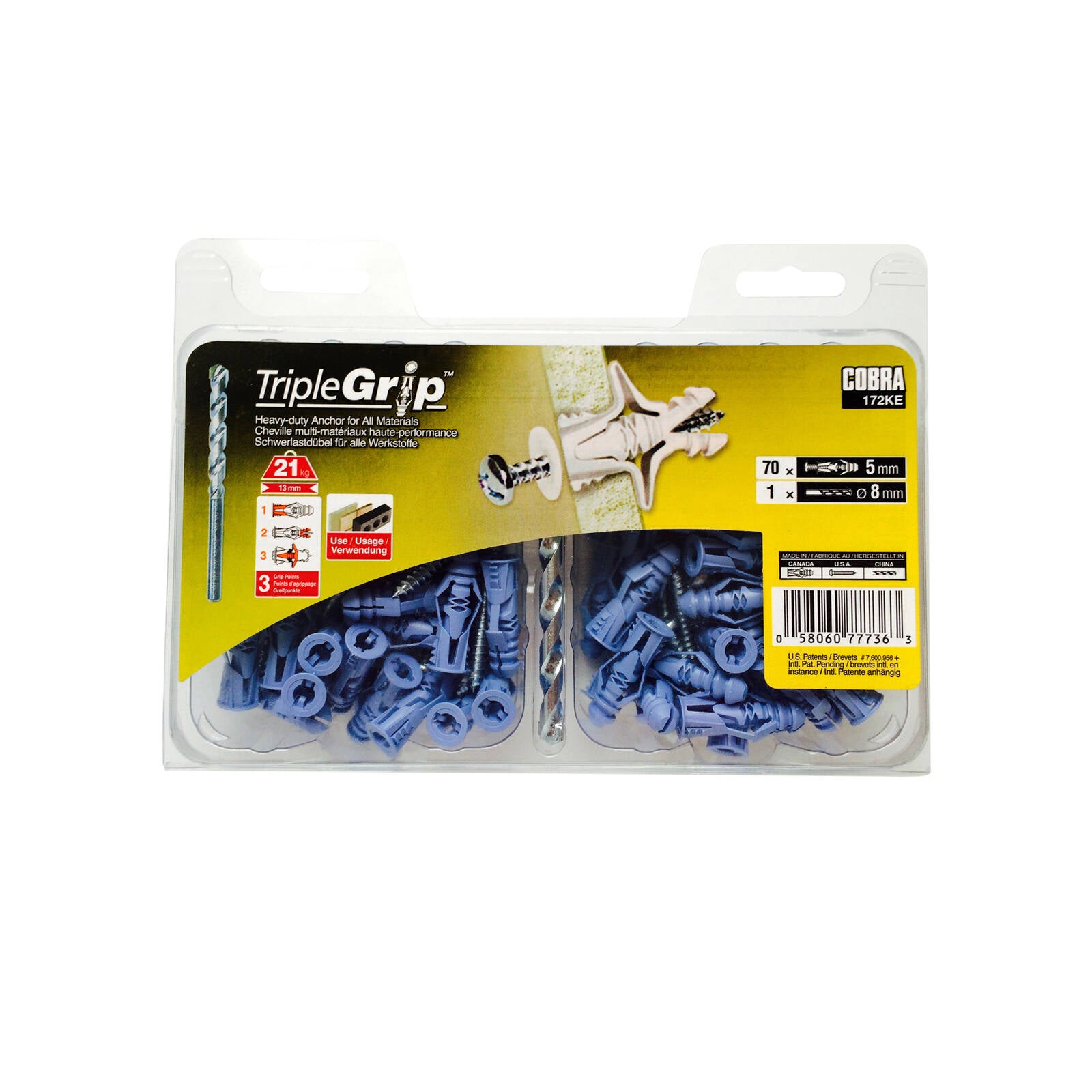 Cobra 5.0mm 172KE Triple Grip Anchor Screws - 70 Pack