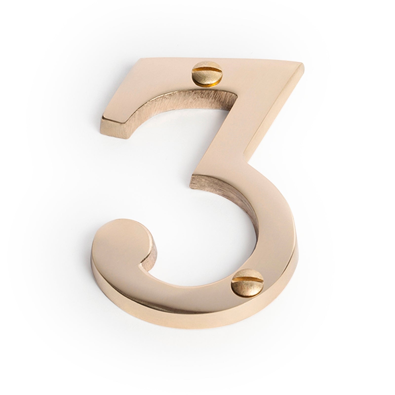 Sandleford 75mm Solid Brass House Number 3 - Weather Resistant, Fixings Included