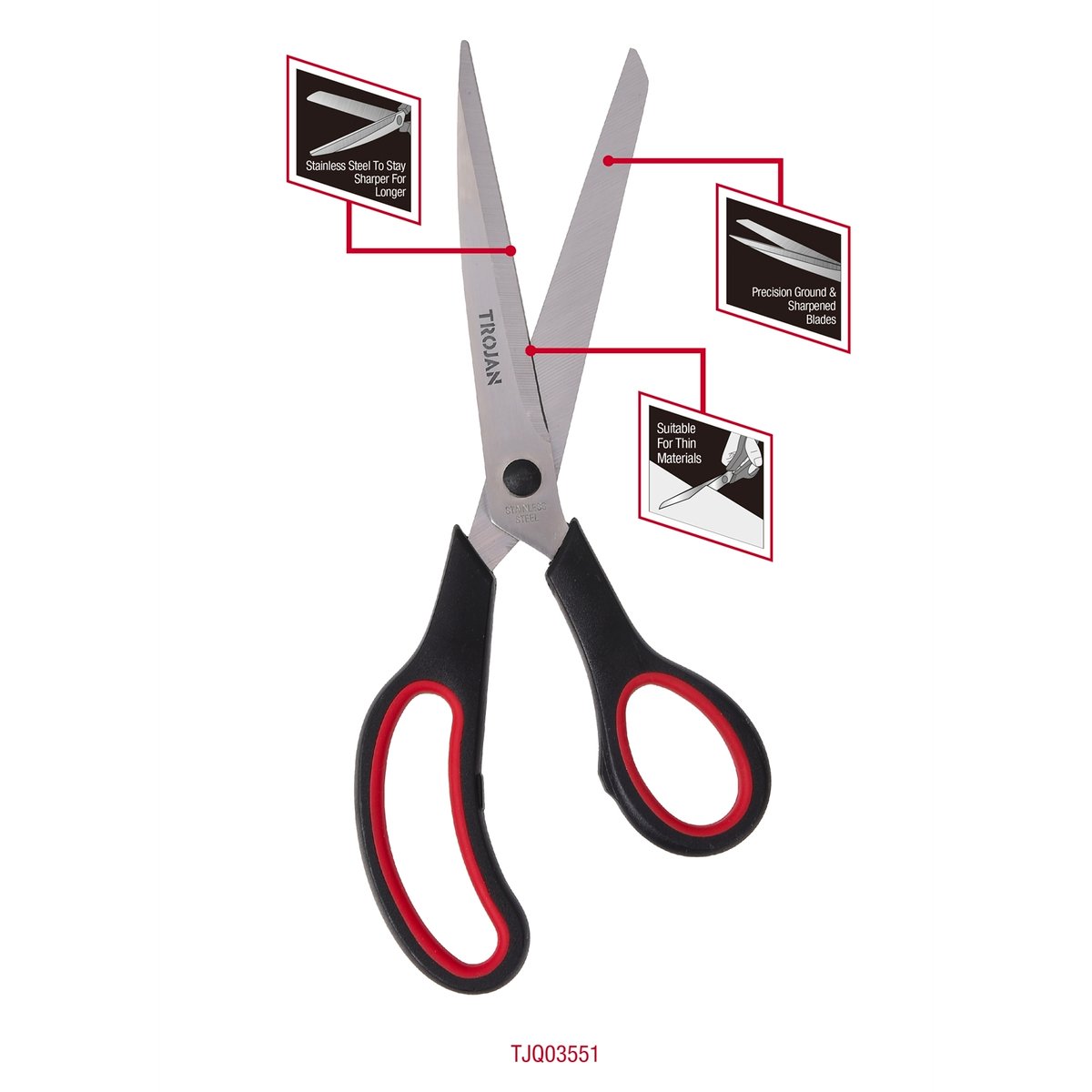 Trojan General Purpose Scissors - 240mm - Stainless Steel - DIY Use - SuperSaverAU - view 2