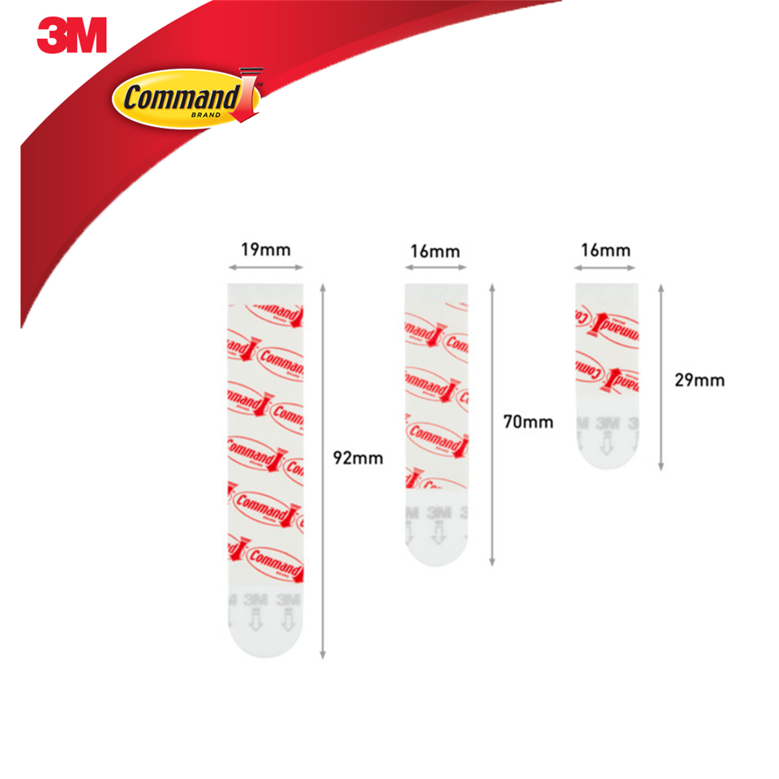Command White Adhesive Assorted Refill Strips - 16 Pack Small, Medium & Large