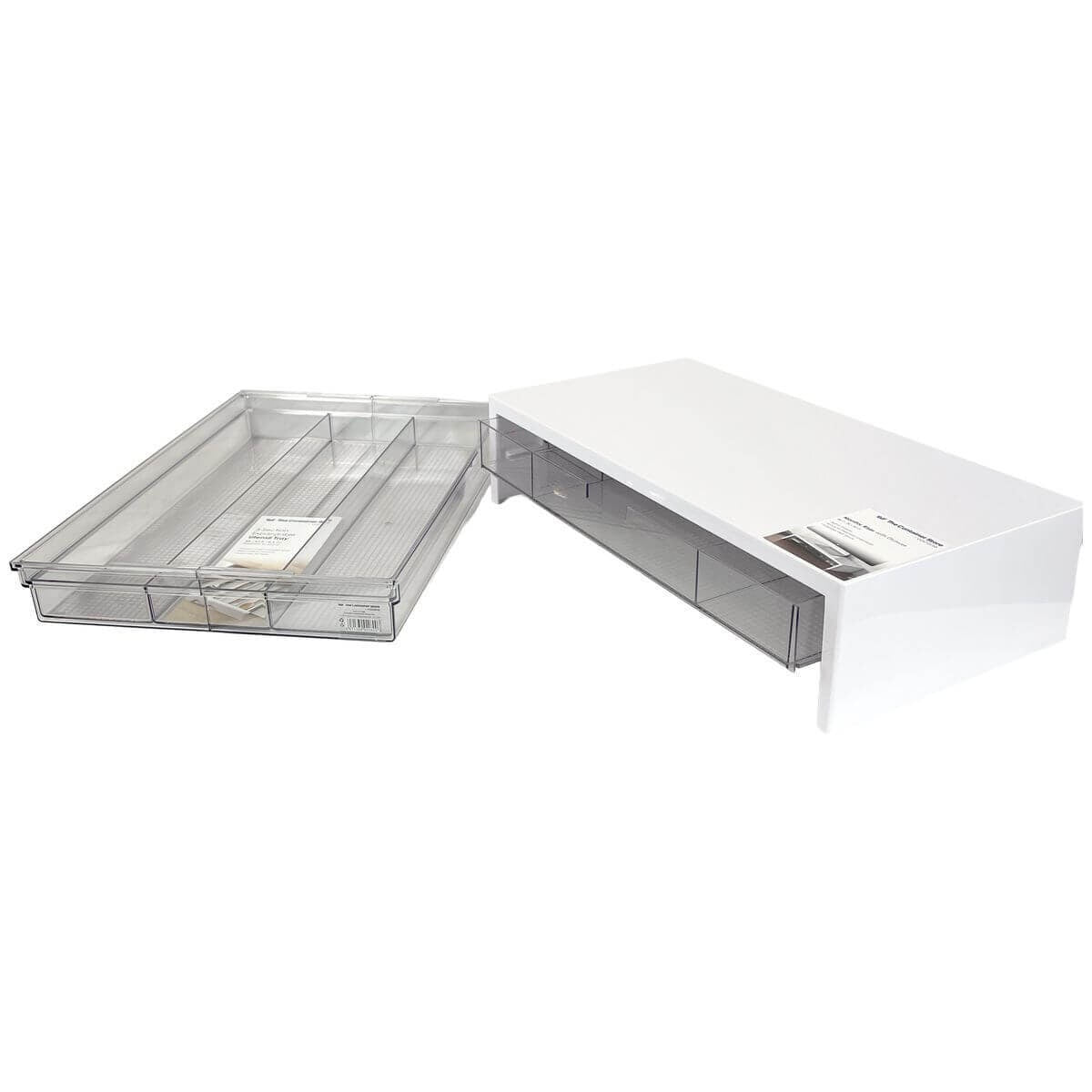 The Container Store 2 Piece Office Pack - Monitor Riser, Drawer Organiser, Clear PET - VTCS-OFFICE-P1