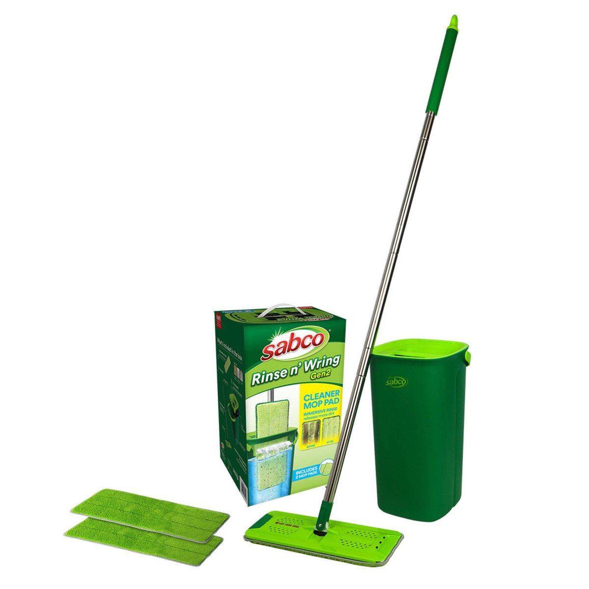 Sabco Rinse N Wring Gen 2 Microfibre Mop Set - 2 Pads - 236mm x 398mm - Hands-Free Cleaning - SuperSaverAU - view 2