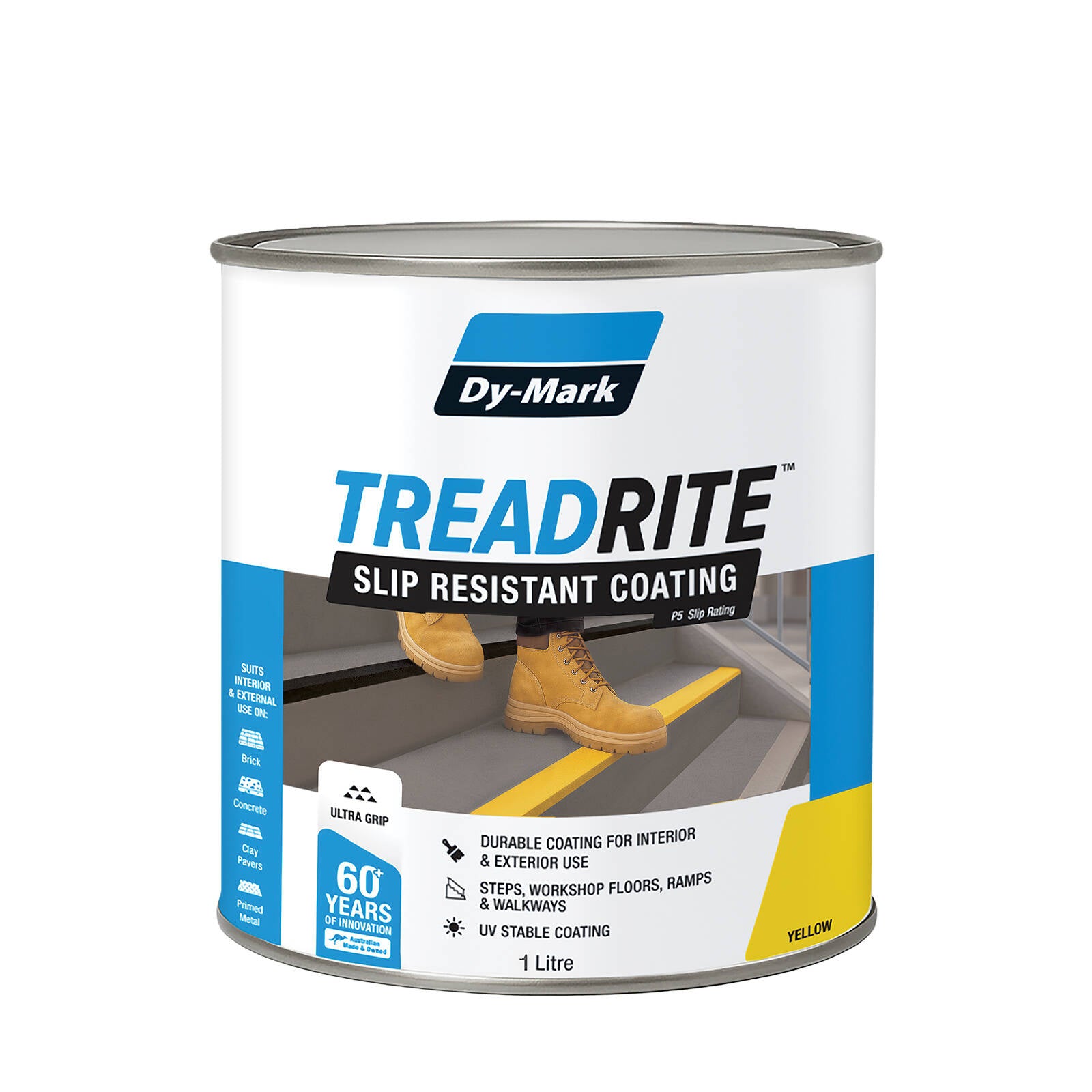 Dy-Mark 1L Yellow TreadRite Slip-Resistant Paving Paint, Brush On