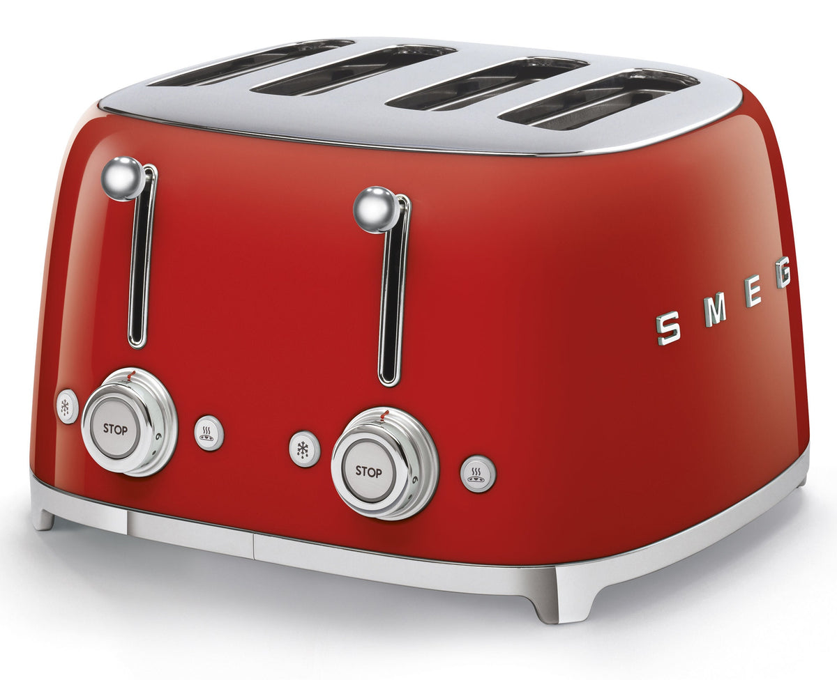Smeg 50's Style 4 Slice Toaster - Red, Six Browning Levels, Independent Slot Control - TSF03RDAU