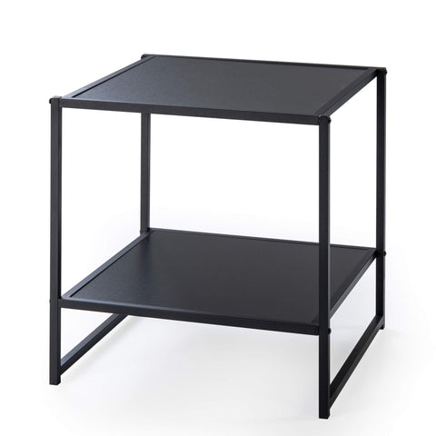 Zinus Modern Studio Bedside Table Set of 2 - Black MDF with Metal Frame and Lower Shelf - AU-COMBOB-8B