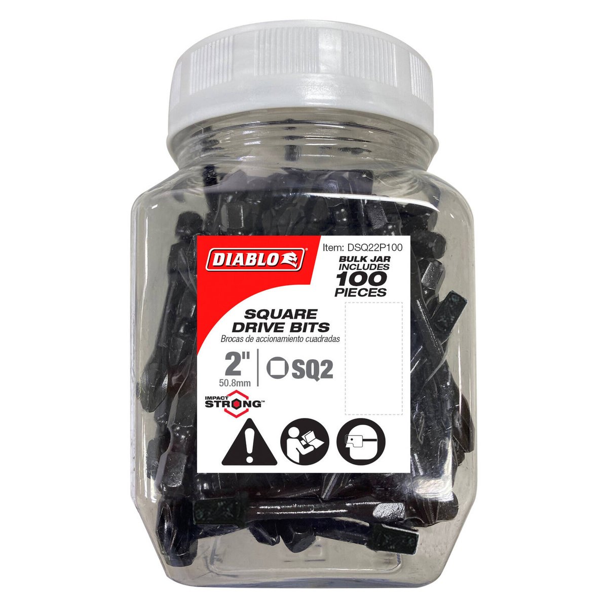 Diablo SQ2 #2 Square Drive 2" Power Screwdriver Bit 100 Pack