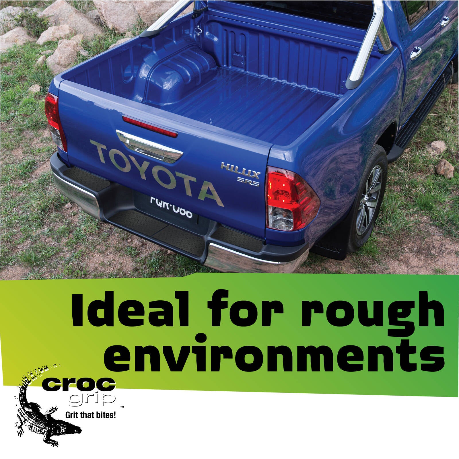 Croc Grip 420mm x 120mm Checker Plate Rubber Step - Black