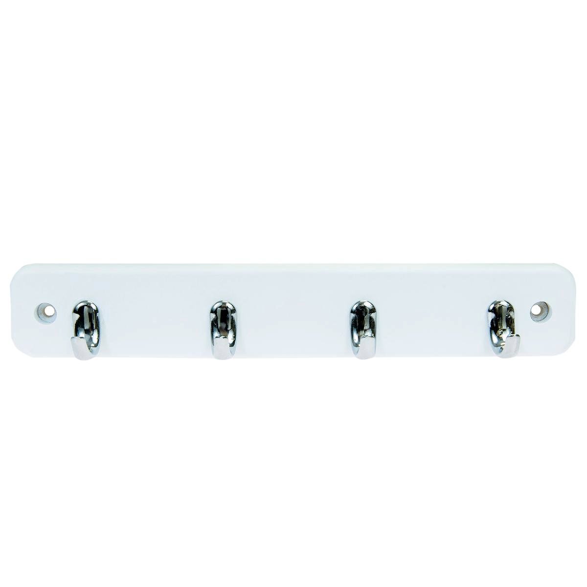 MODE 4 Brushed Nickel Hooks White Board Wall Mounted Key Rack