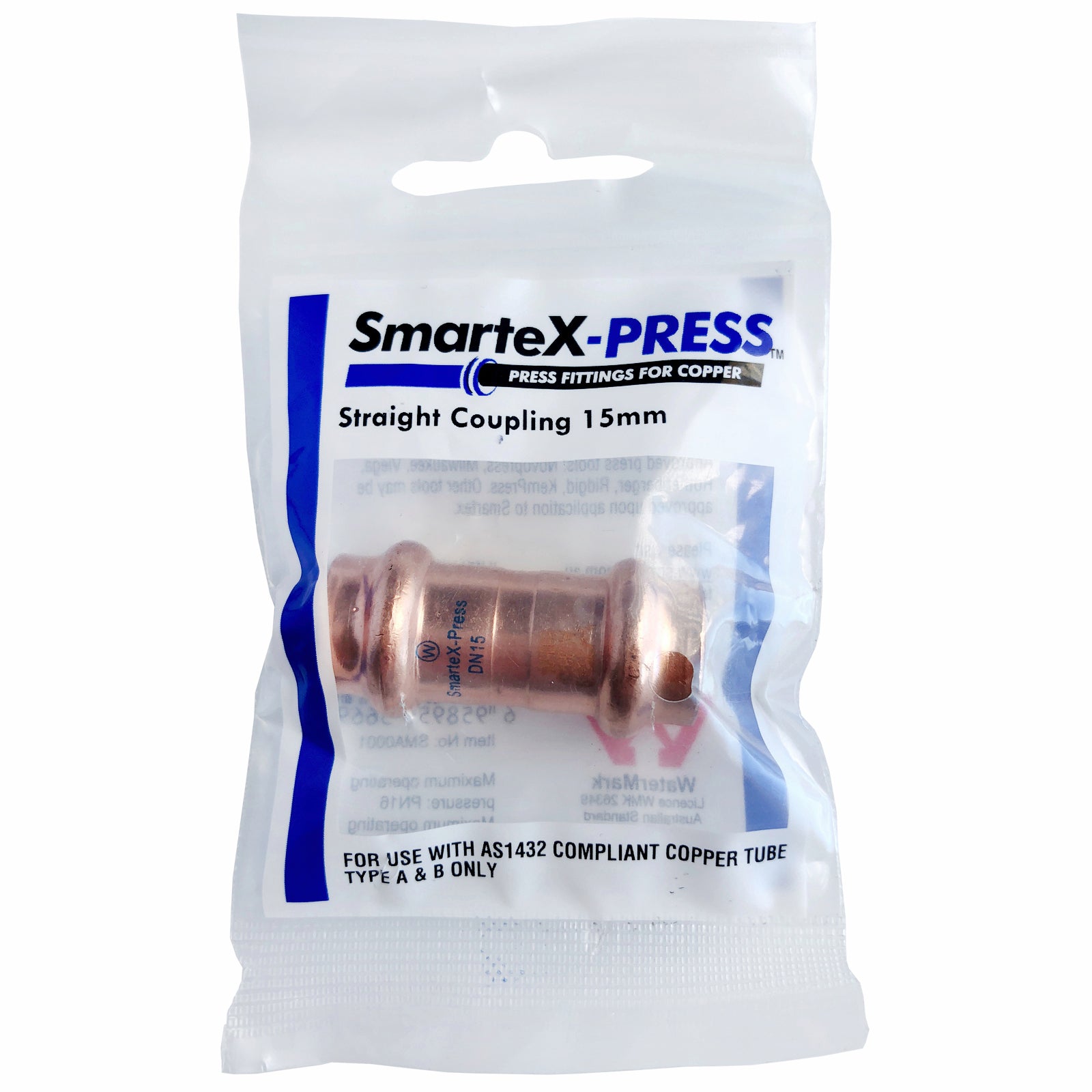SmarteX-PRESS 15mm Copper Straight Coupling