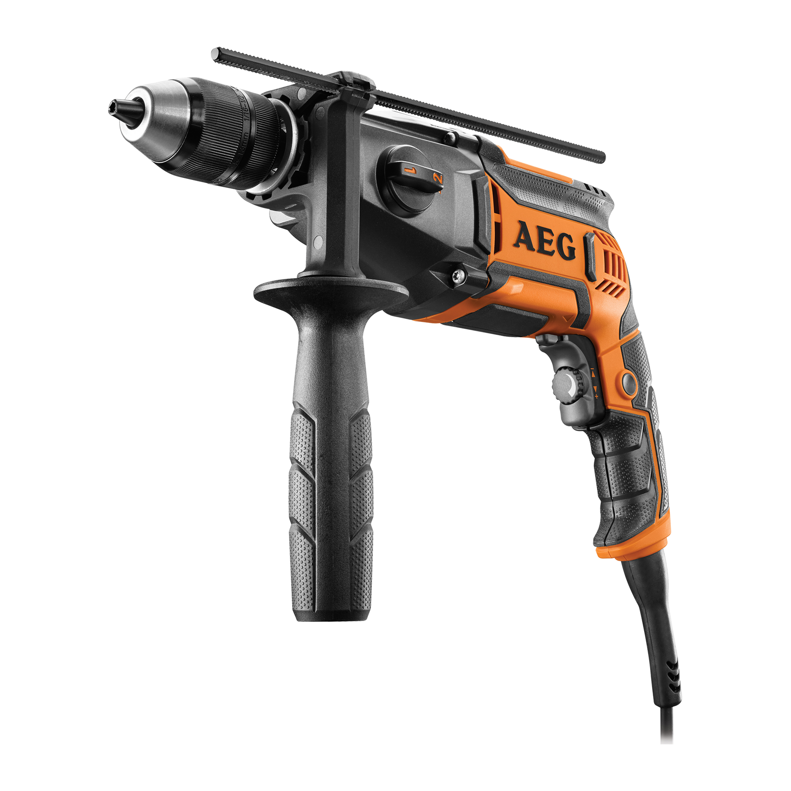 AEG 850W 2-Speed Percussion Drill SB2E850R Corded, 13mm Keyless Chuck, Side Handle