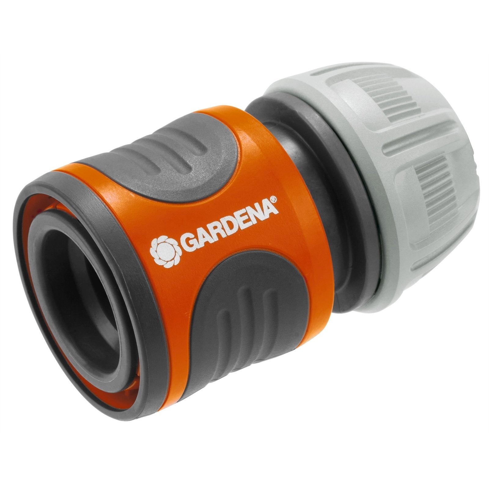 GARDENA 13mm Hose Connector with Soft Grip - Grey/Orange Plastic Outdoor Fitting
