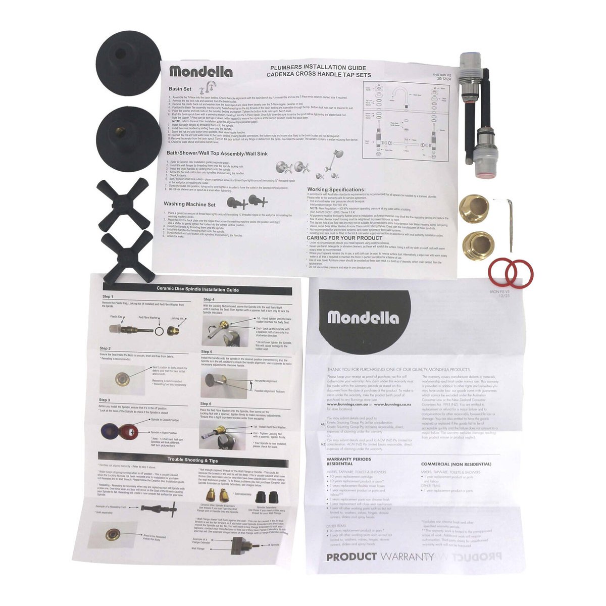 Mondella Cadenza Matte Black 1/2 Turn Wall Top Assembly 245mm - Precise Control - SuperSaverAU - view 2