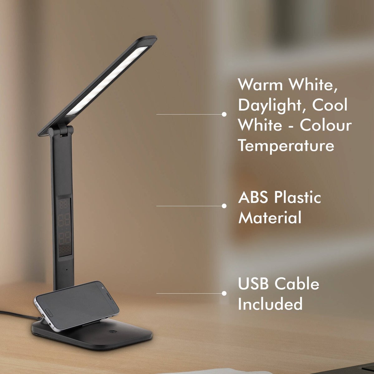 Verve Design Black Alyx ATL152BK 3.9W Adjustable Touch Task Lamp