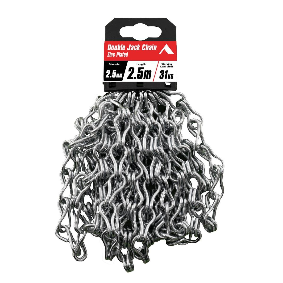 Pinnacle Zinc Plated Double Jack Chain 5mm x 2.5m - 31kg Load Rating - SuperSaverAU - view 1