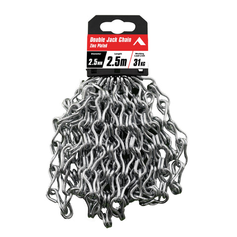 Pinnacle 2.5mm x 2.5m Zinc Plated Double Jack Chain