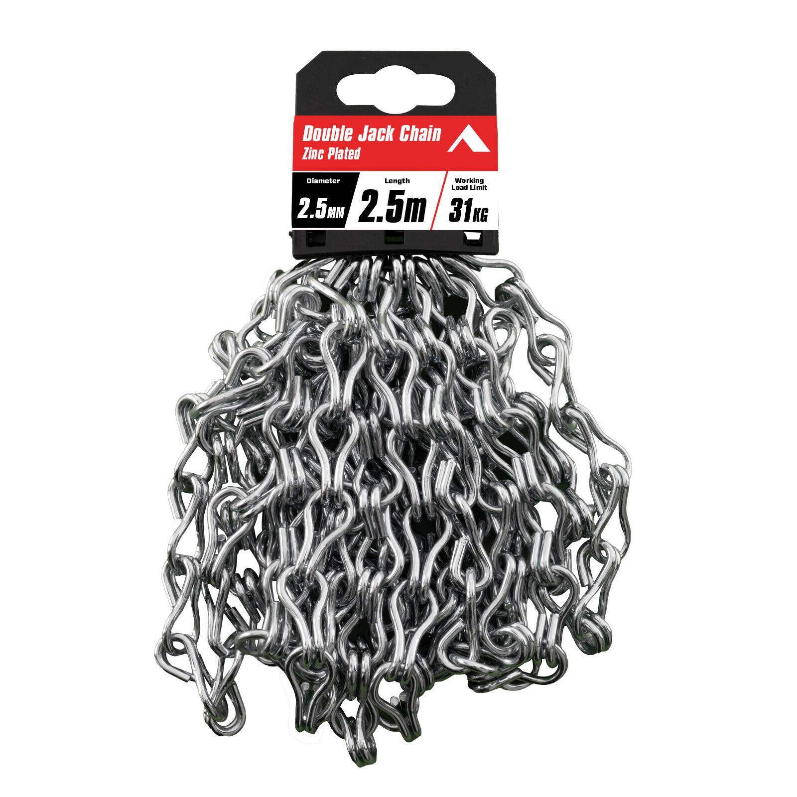 Pinnacle 2.5mm x 2.5m Zinc Plated Double Jack Chain