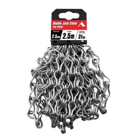 Pinnacle Zinc Plated Double Jack Chain 5mm x 2.5m - 31kg Load Rating - SuperSaverAU - view 1