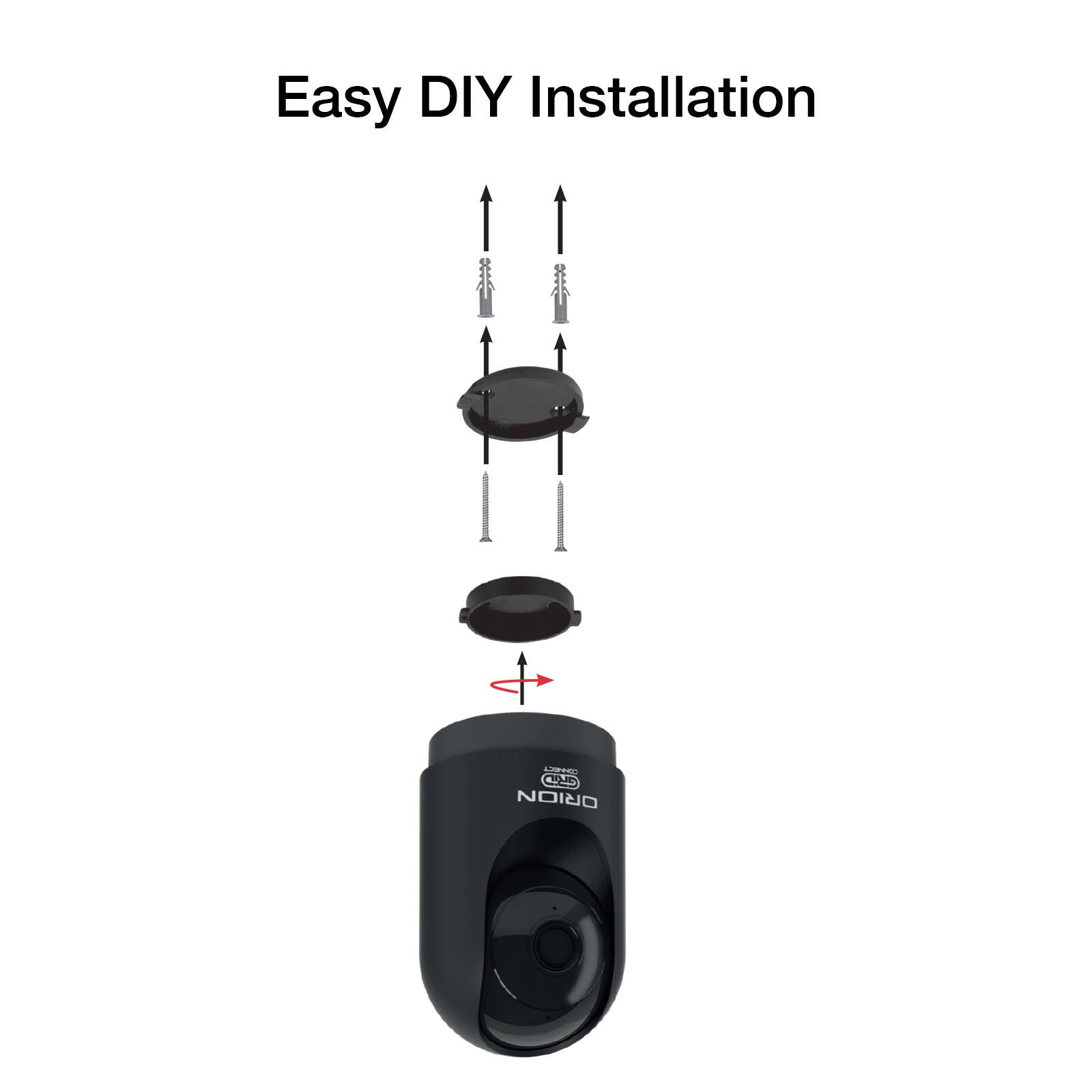 Orion Grid Connect Smart 4MP 2K Indoor Pan and Tilt Security Camera Black SC012BKHA