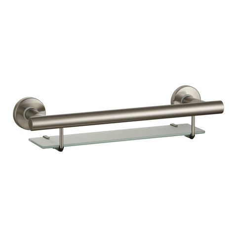 Evekare 440mm Brushed Nickel Bath Shelf with Grab Rail, 304 Stainless, 32mm, 250kg