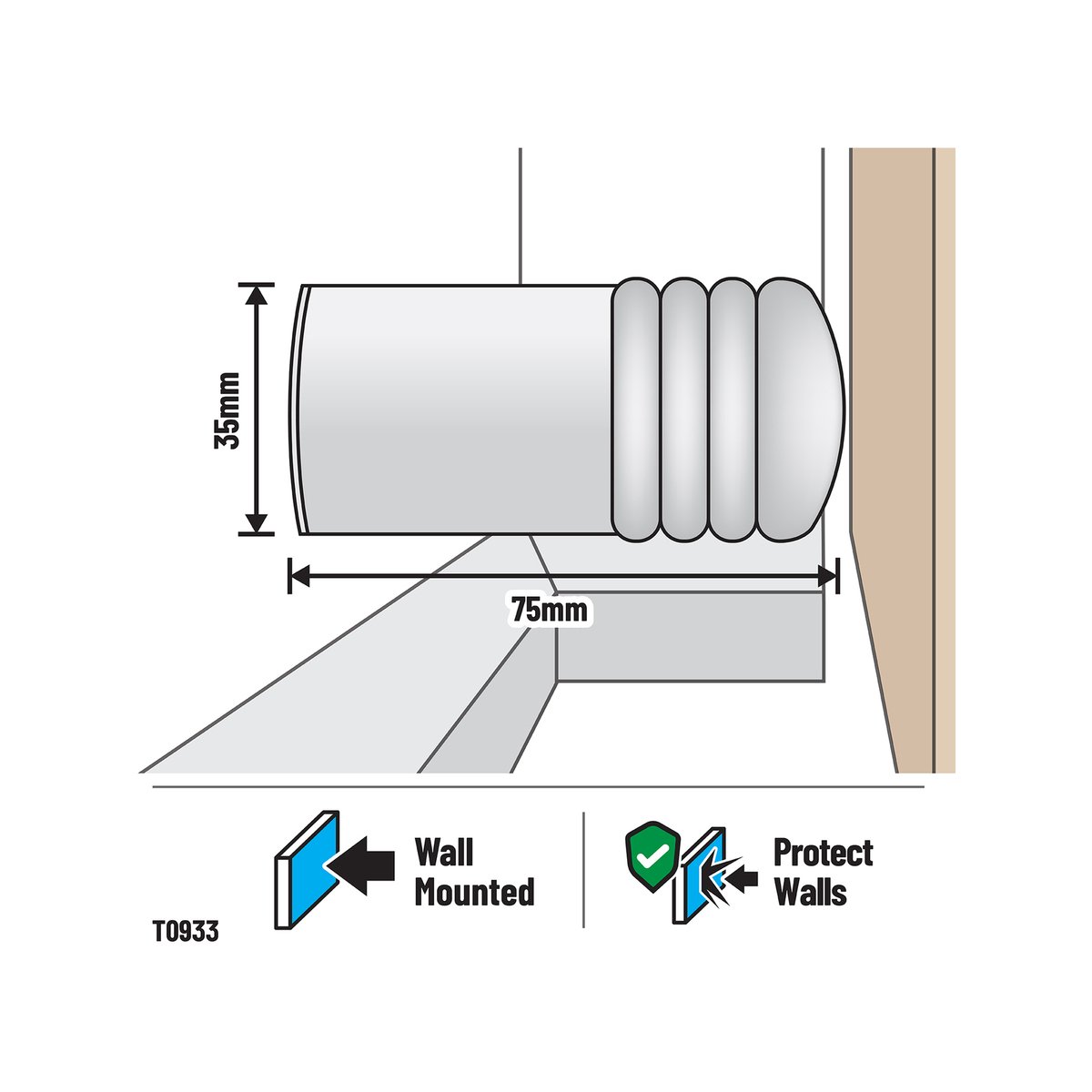 Adoored Cushion Door Stop - 75mm - Plastic - Wall Mounted - SuperSaverAU - view 2