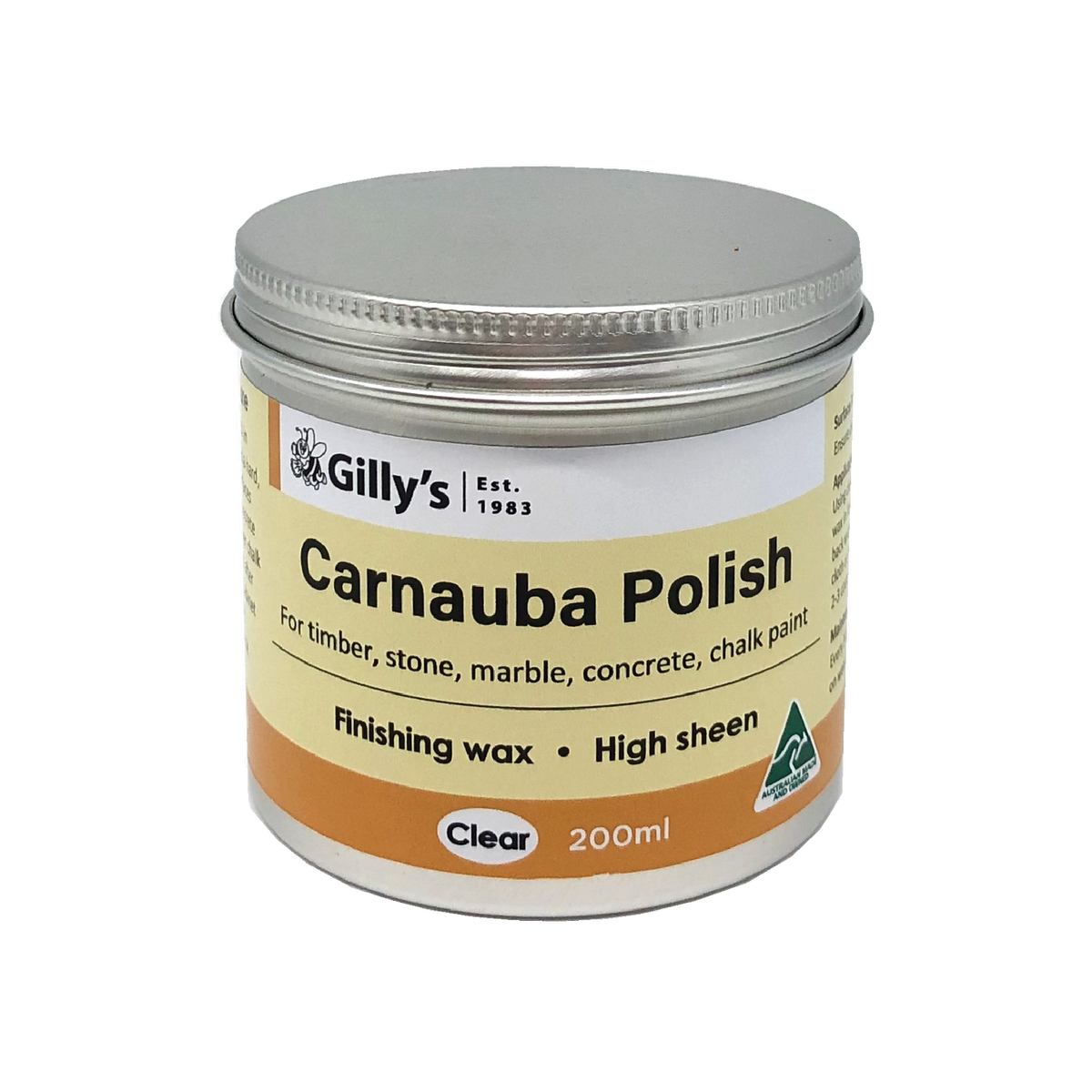 Gilly S Carnauba Polish - 200ml - Beeswax - High Sheen Finish - SuperSaverAU - view 1