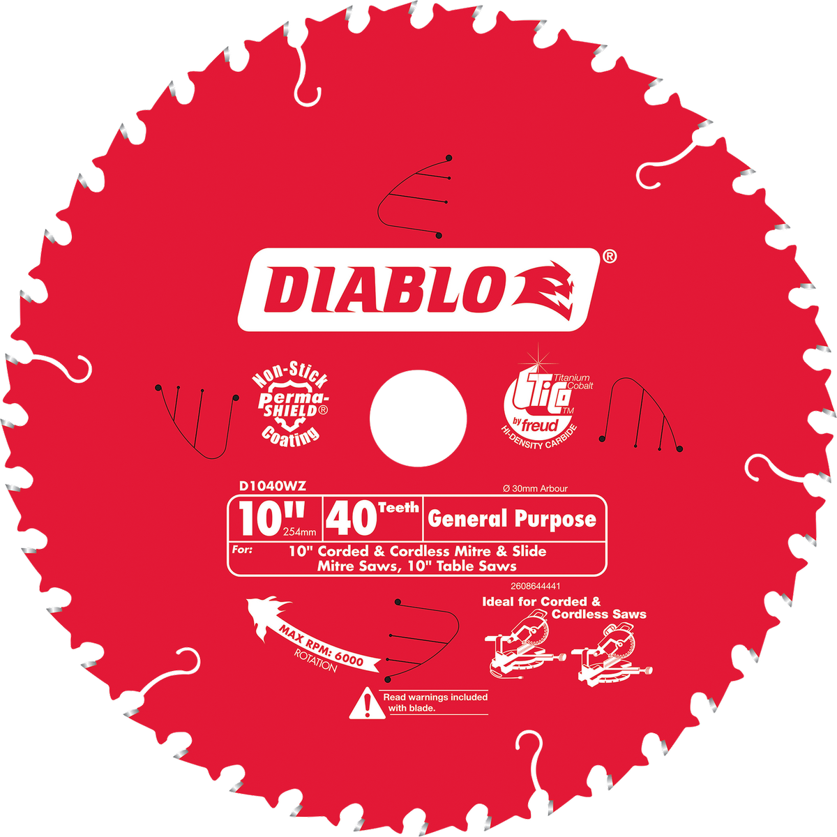 Diablo 245mm 40T General Purpose Circular Saw Blade 30mm Arbor