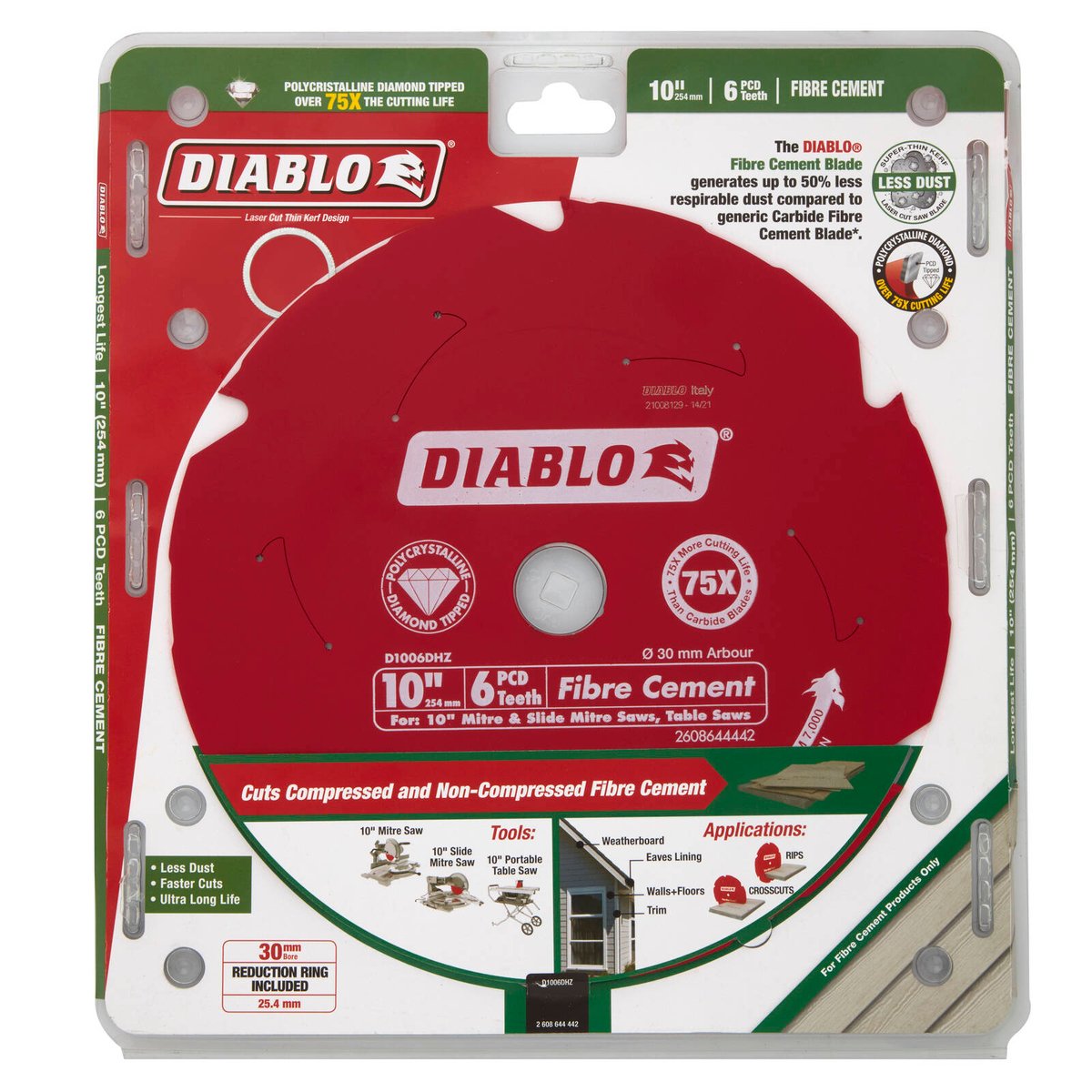 Diablo 254mm 6T PCD Fibre Cement Circular Saw Blade