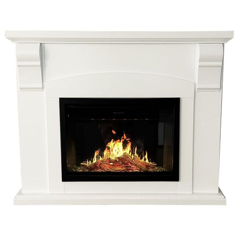 Modern Flames Everwood Mantle Suite Electric Fireplace - White - 9 Flame Colours, Log Set - EVE36OR-AU