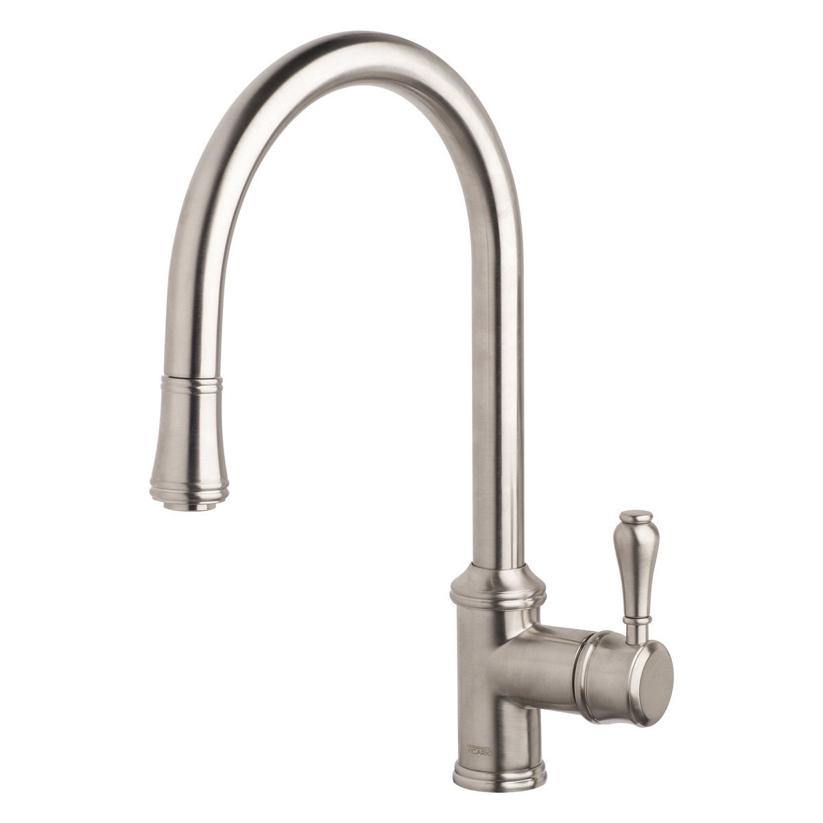 Armando Vicario Pull Out Kitchen Mixer Tap - Brushed Nickel, Gooseneck, 5 Star Water Rating - 400674BN