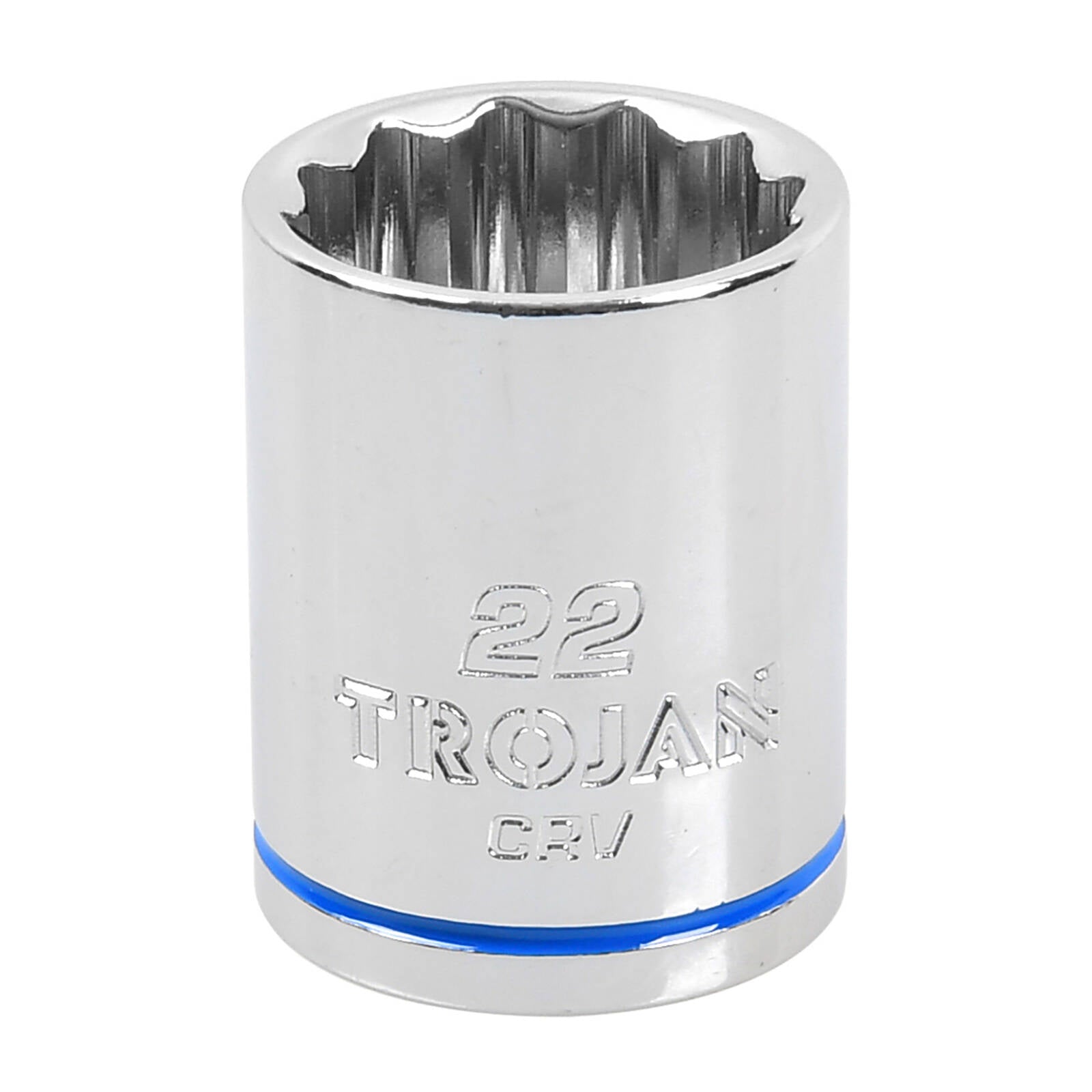Trojan 22mm Socket 1/2" Drive, Chrome Vanadium 12 Point Metric