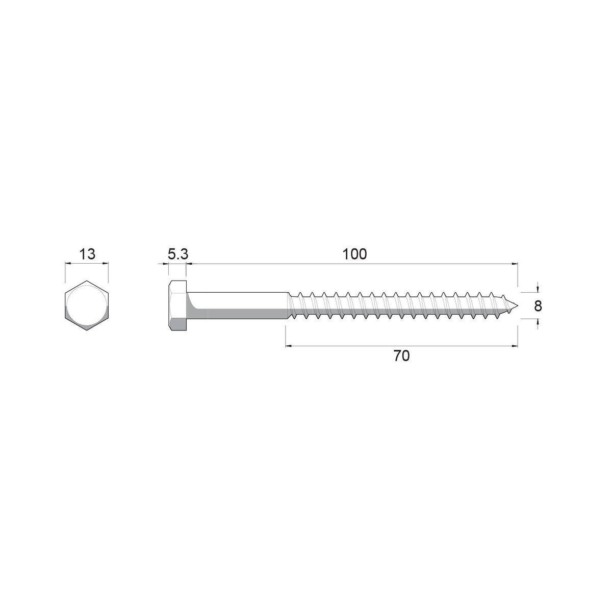 Zenith Hot Dip Galvanised Hex Head Coach Screws M8 x 100mm 25 Pack - SuperSaverAU - view 4