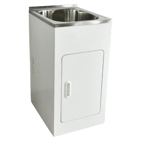 Bestlink 35L laundry trough and cabinet - SS304 stainless steel sink, metal cabinet, bypass kit - LC235