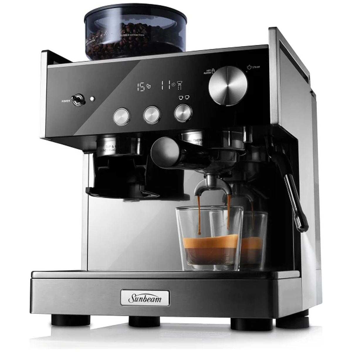 Sunbeam Origins dual espresso coffee machine - stainless steel - 58mm group head - 15 bar - EMM7300SS