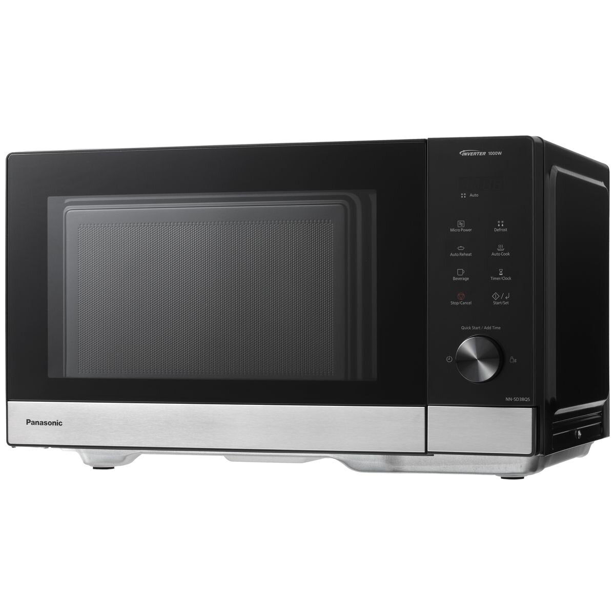 Panasonic 29L inverter microwave oven - 1000W, black with stainless steel trim, 17 auto menus - NN-SD38QSQPQ