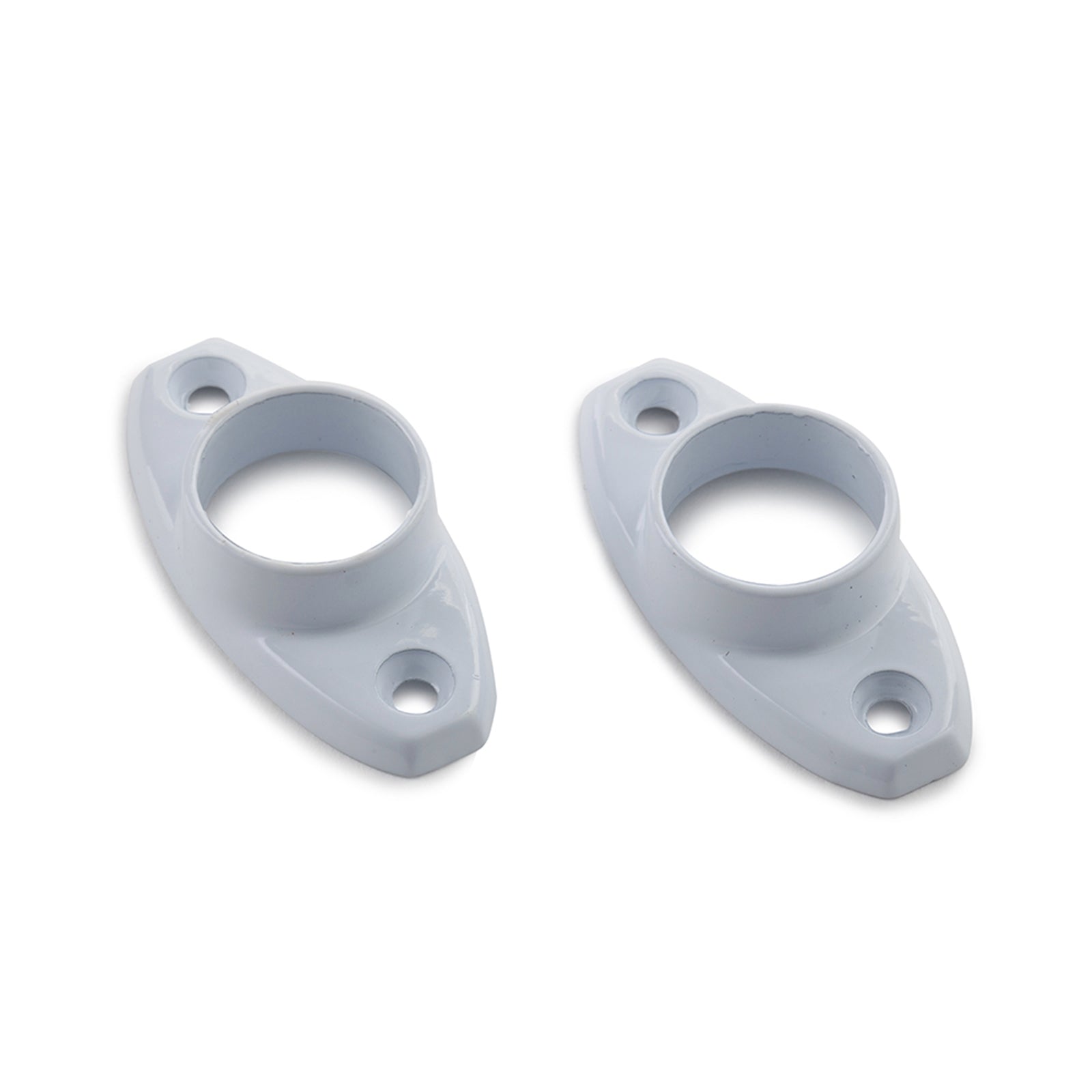 Sandleford 19mm White Oval Flange, Zinc Alloy Powder Coated, 2 Pack