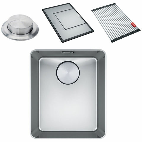 Franke Mythos 340mm single bowl stainless steel sink with accessories - top or flush mount - MYX210-34FPC