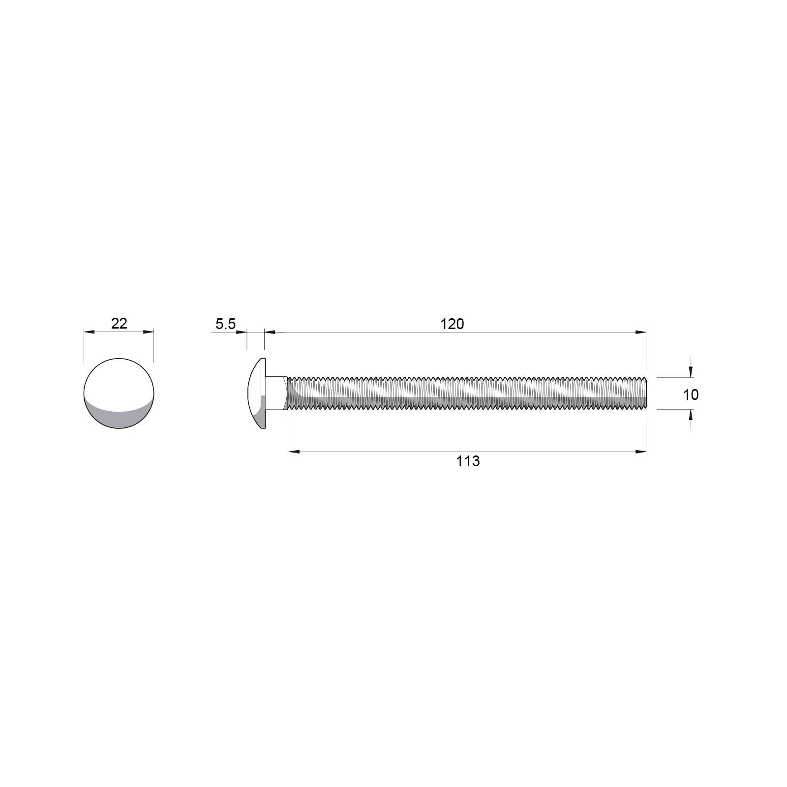 Zenith M10 x 120mm Stainless Steel 304 Cup Head Bolt and Nut