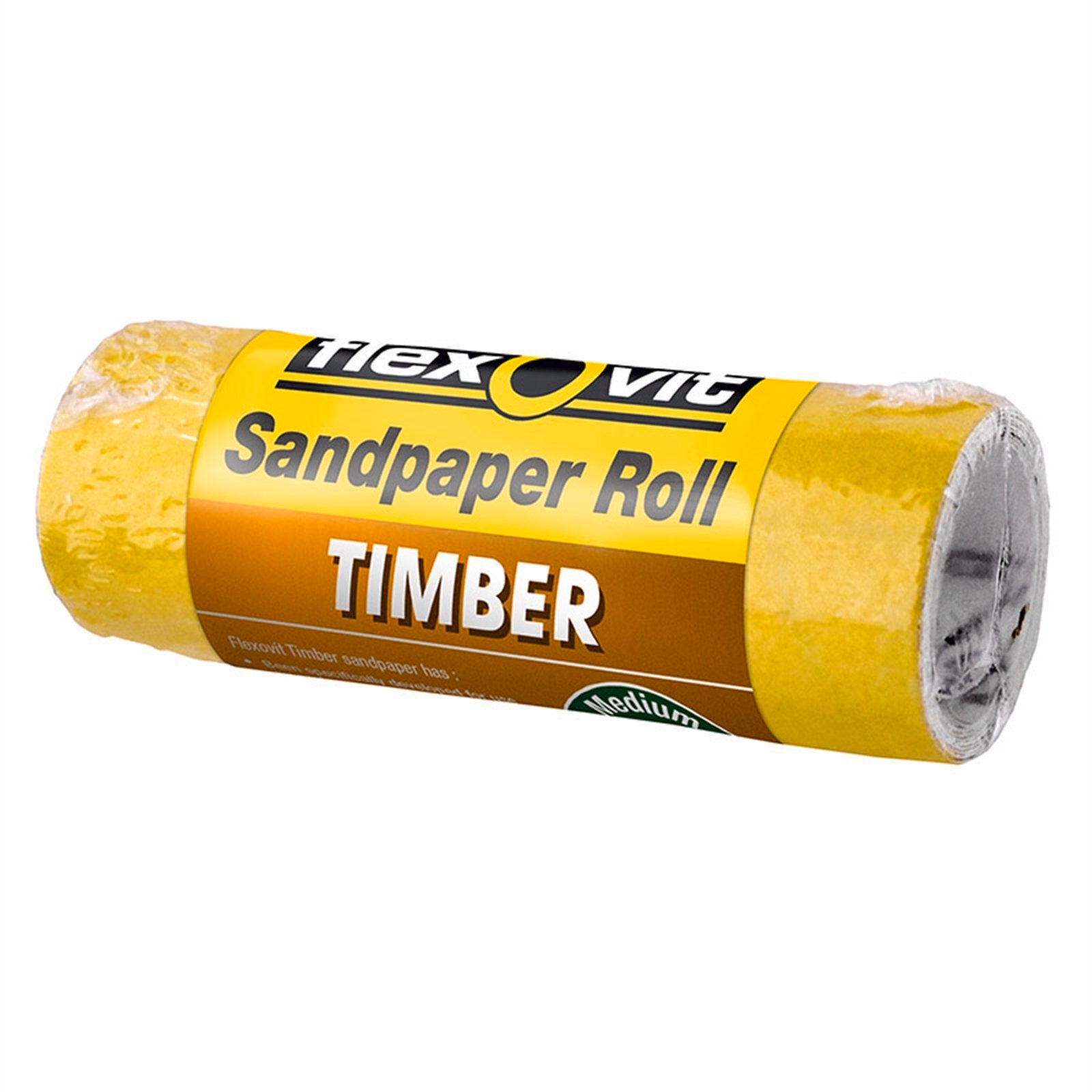 Flexovit 115mm x 1m 60 Grit Timber Sandpaper Roll, Aluminium Oxide, Yellow