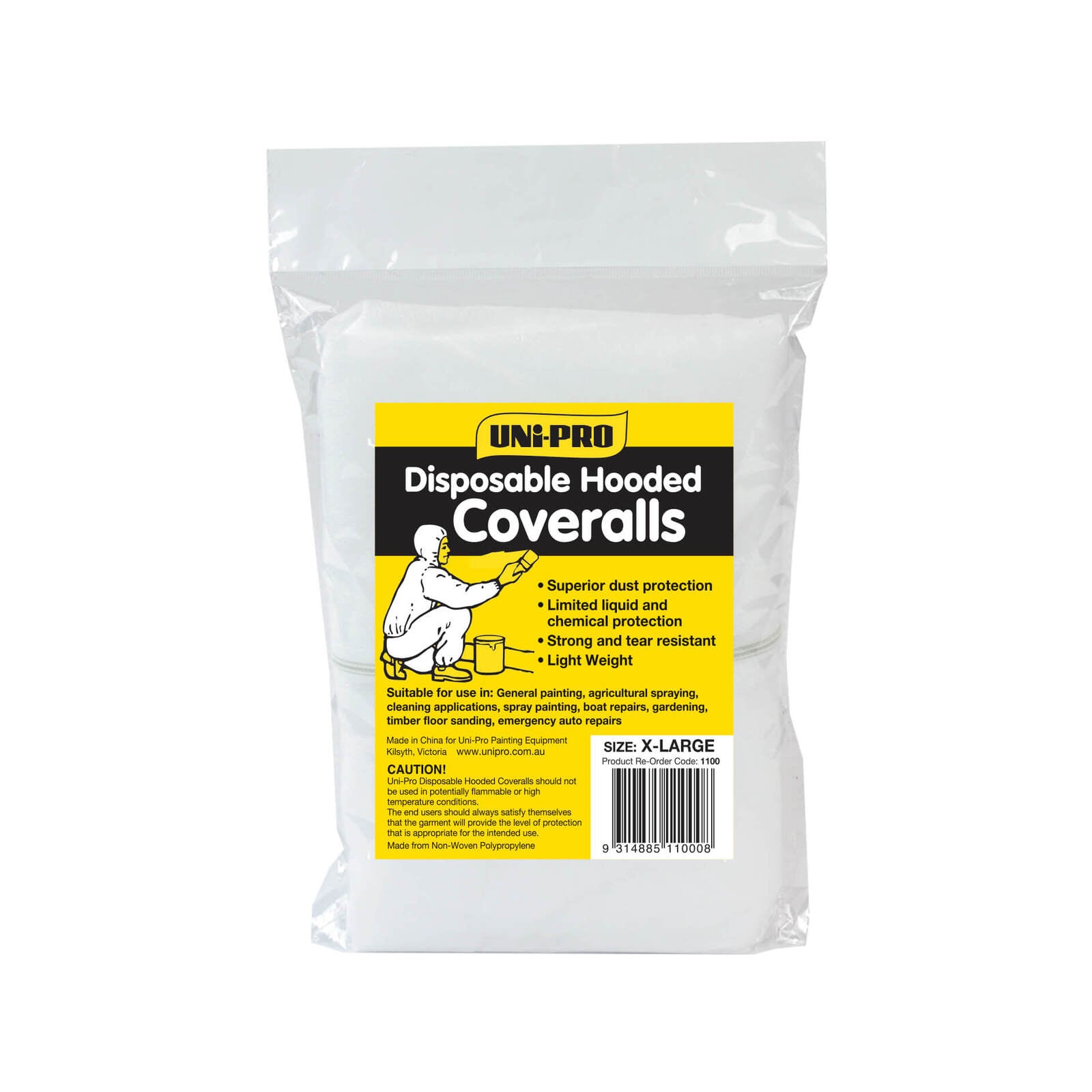 Uni-Pro Extra Large Hooded Disposable Coveralls White