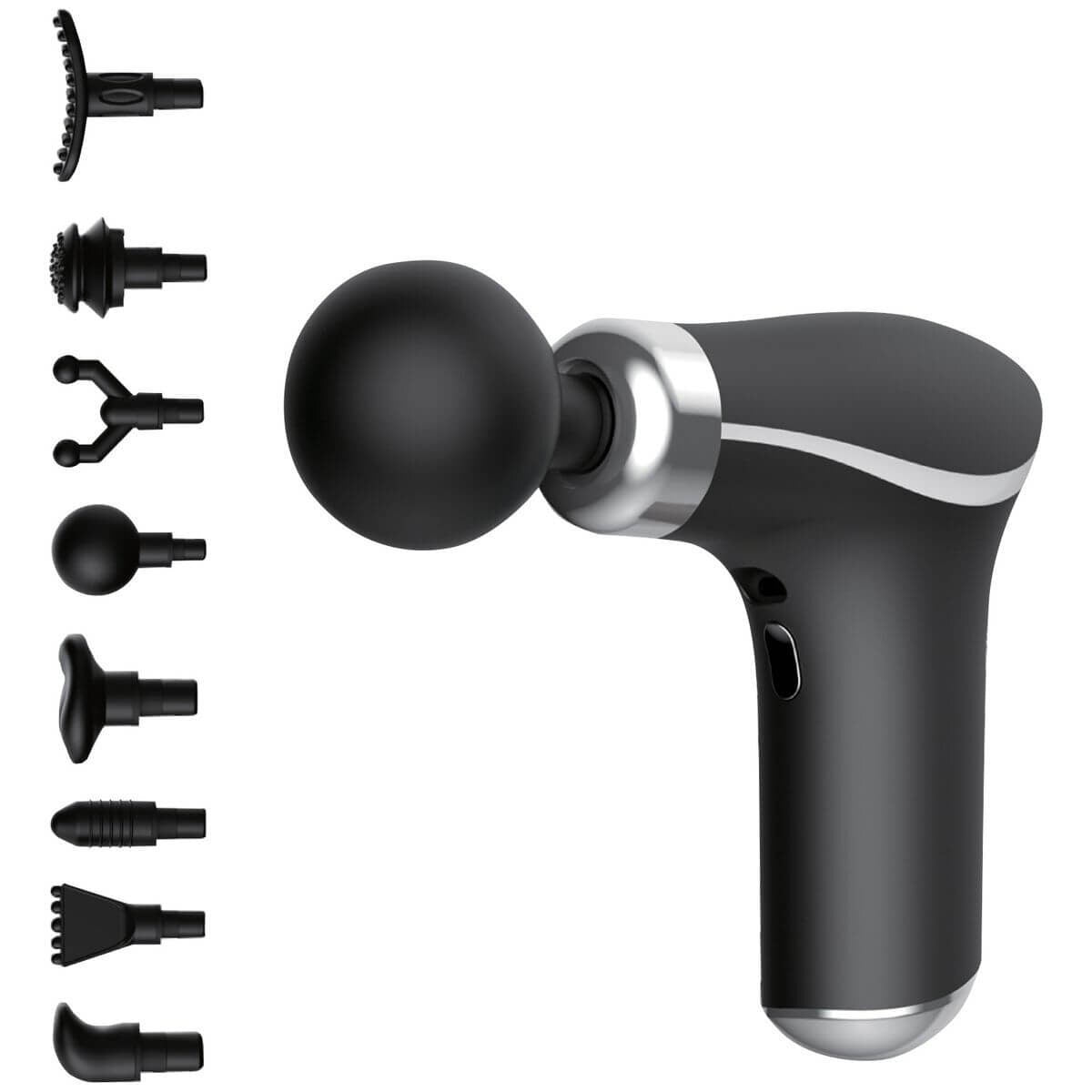 Fitsmart Hyper Pro Mini Vibration Massage Device - 3 Speed Settings, 8 Massage Heads, Black - 10003981