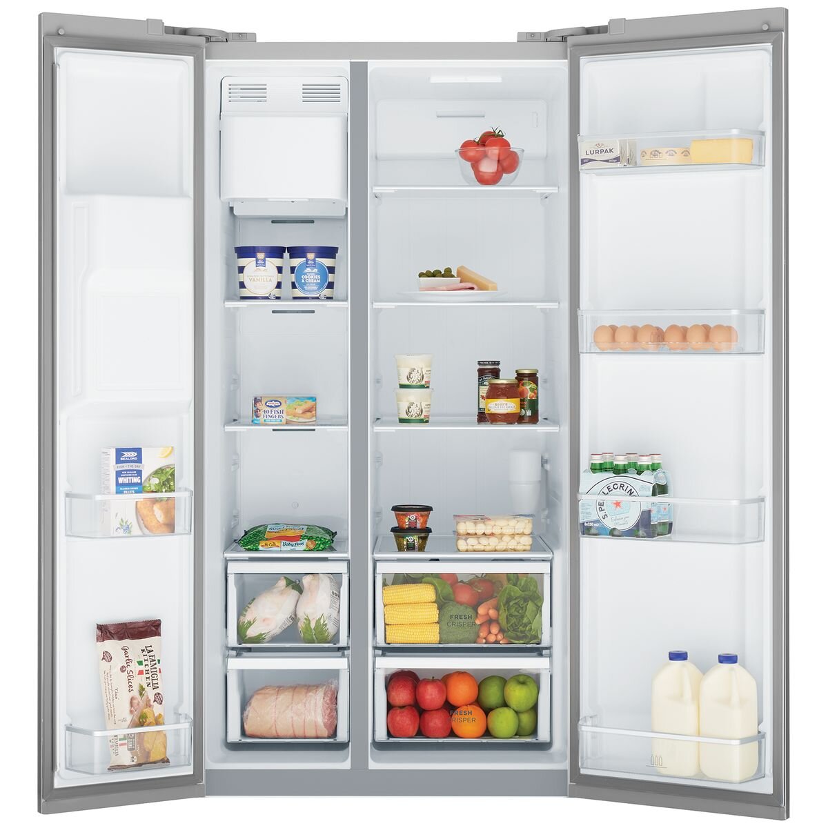 Westinghouse 596L Side by Side Fridge - Silver with Plumbed Ice and Water Dispenser - WSE6670SA