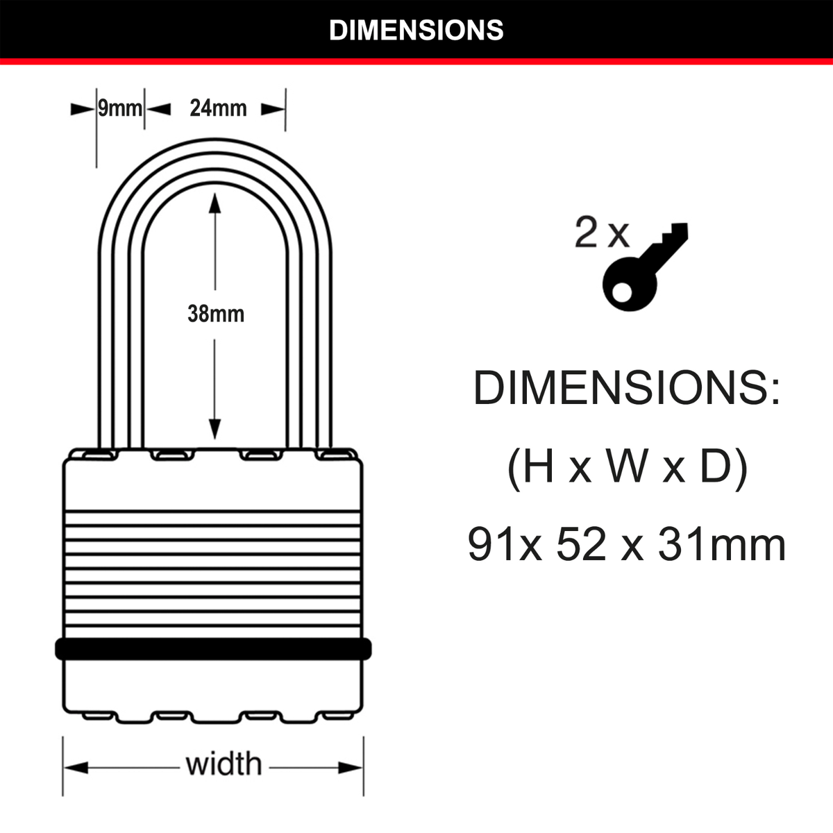 Master Lock 51mm Magnum Laminated Steel Padlock 38mm Shackle