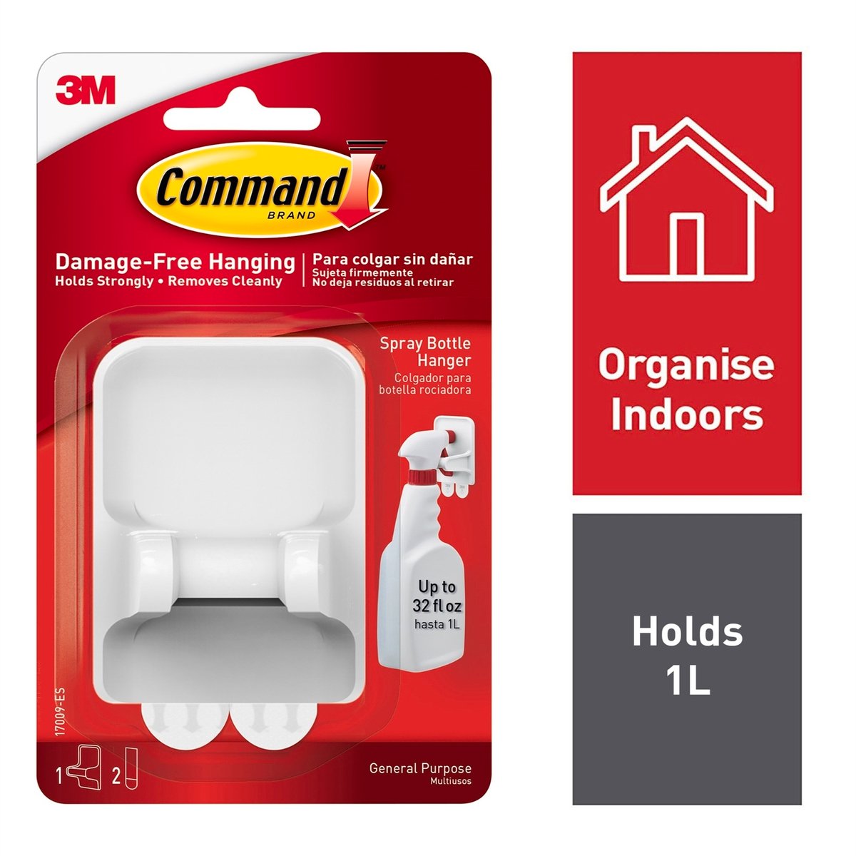 Command White Adhesive Spray Bottle Wall Hanger - 1 Pack