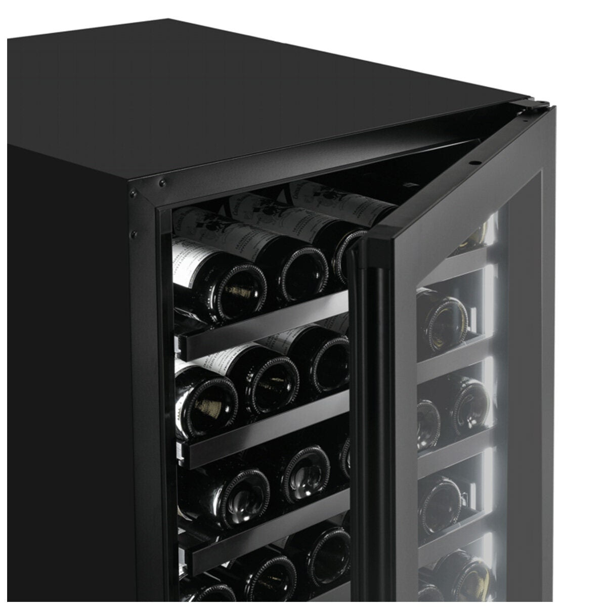 Artusi 125 bottle dual zone wine cellar - matte black, UV protected glass door, touch controls - AWC154BV