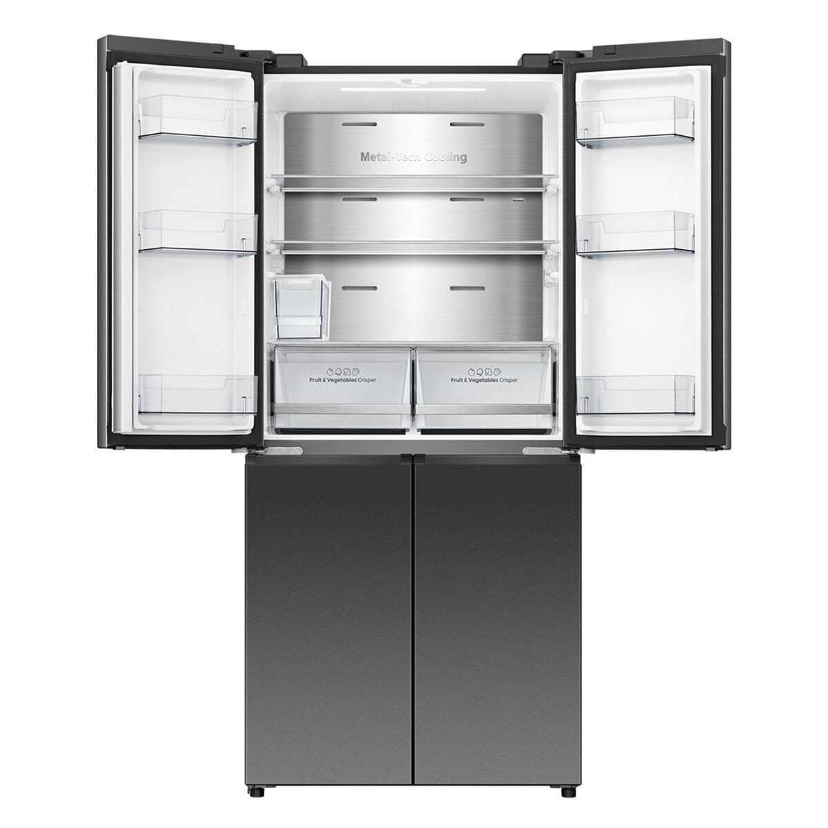 Hisense 483L French Door Fridge - Dark Stainless Steel - Non-Plumbed Ice and Water Dispenser - HRCD483TBW